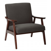 OSP Home Furnishings DVS51-K26 Davis Chair in Klein Charcoal fabric with medium Espresso frame.
